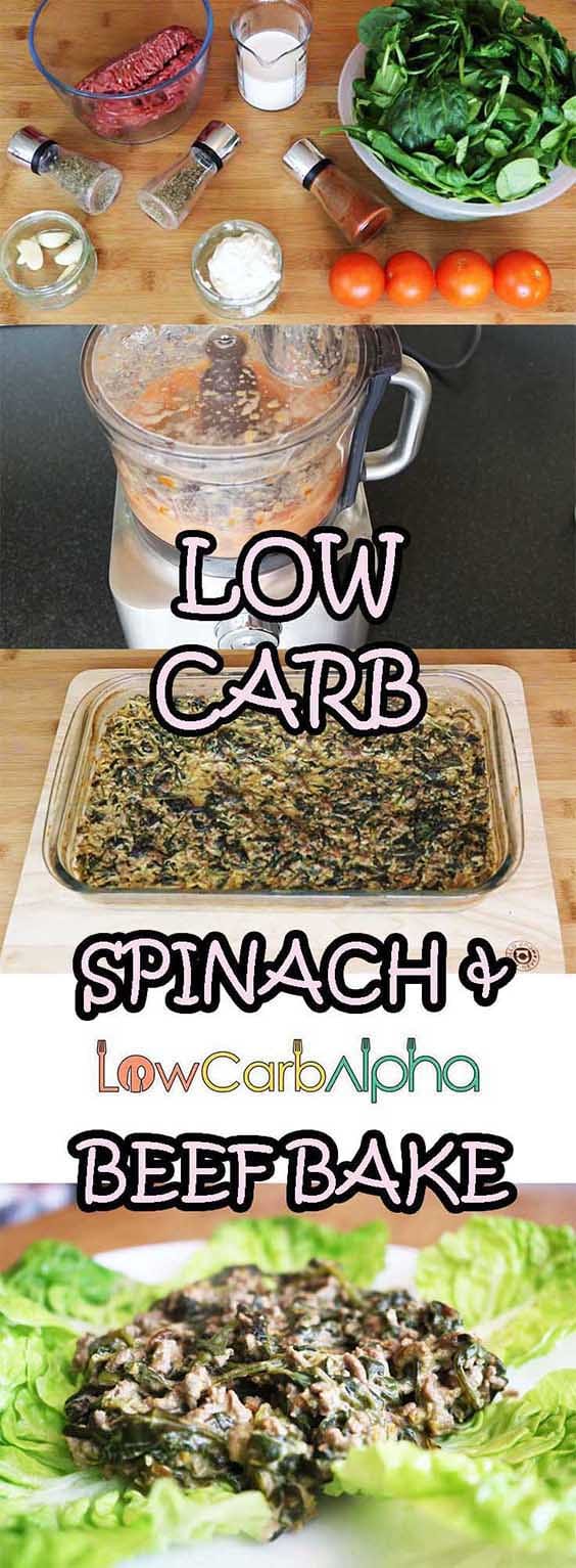 Low Carb Keto Minced Beef Spinach Bake