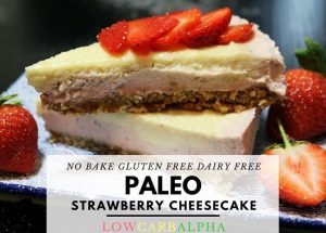 No Bake Paleo Strawberry Cheesecake Gluten Free and Dairy Free