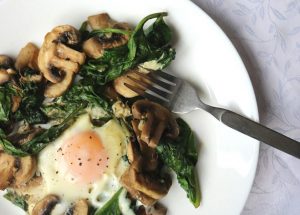 Keto Eggs Spinach and Mushrooms Breakfast Skillet