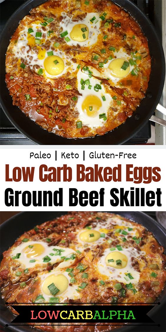 Keto Ground Beef Baked Eggs Breakfast Skillet Recipe