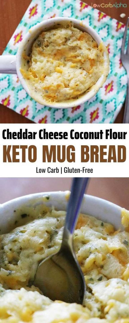 Keto Cheddar Cheese Coconut Flour Mug Bread | Gluten-Free & Low Carb