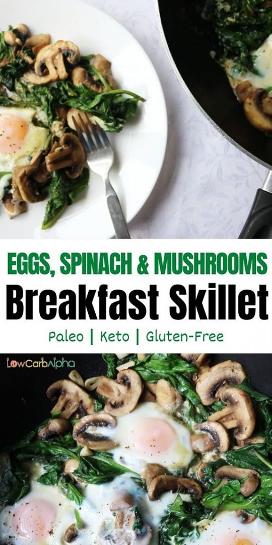 Keto Eggs Spinach & Mushrooms Breakfast Easy Low Carb Recipe