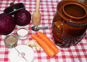 Red Cabbage Sauerkraut Recipe with Carrot and Ginger